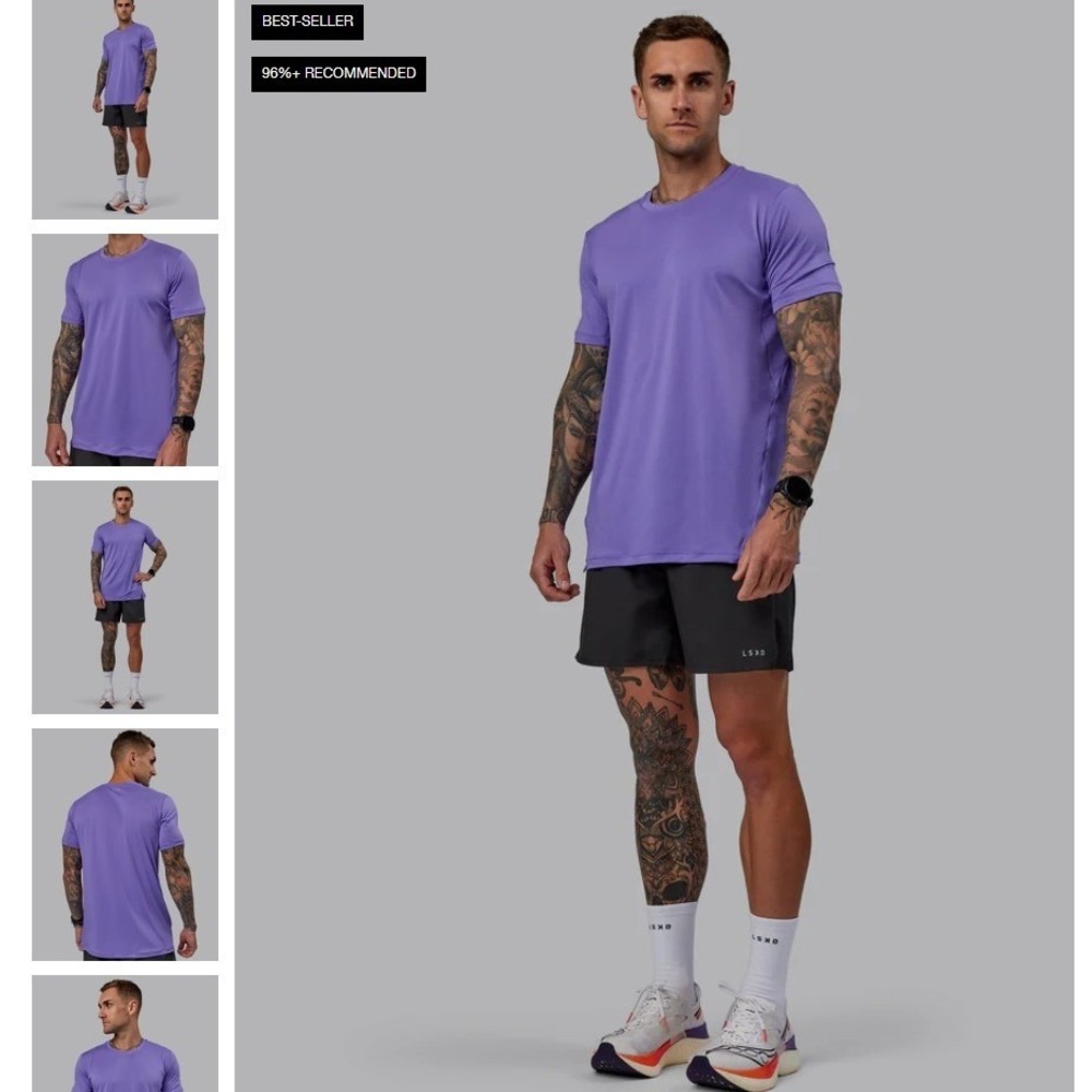 LSKD Mens Pace Running Tee Dahlia Purple Large MASS00606 Performance Shirt NWT - Picture 3 of 16